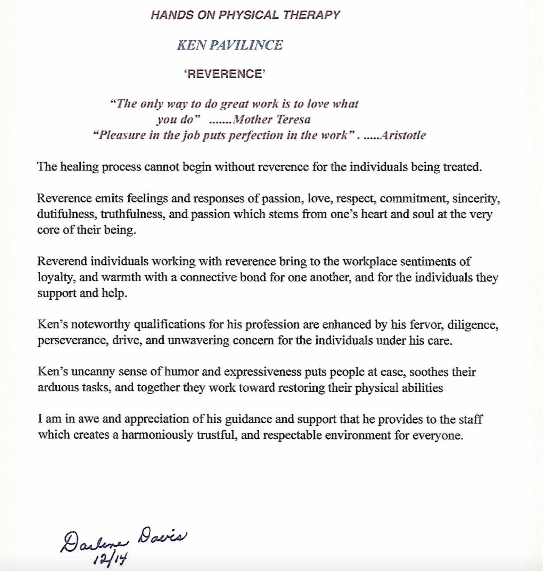 Testimonial for Ken